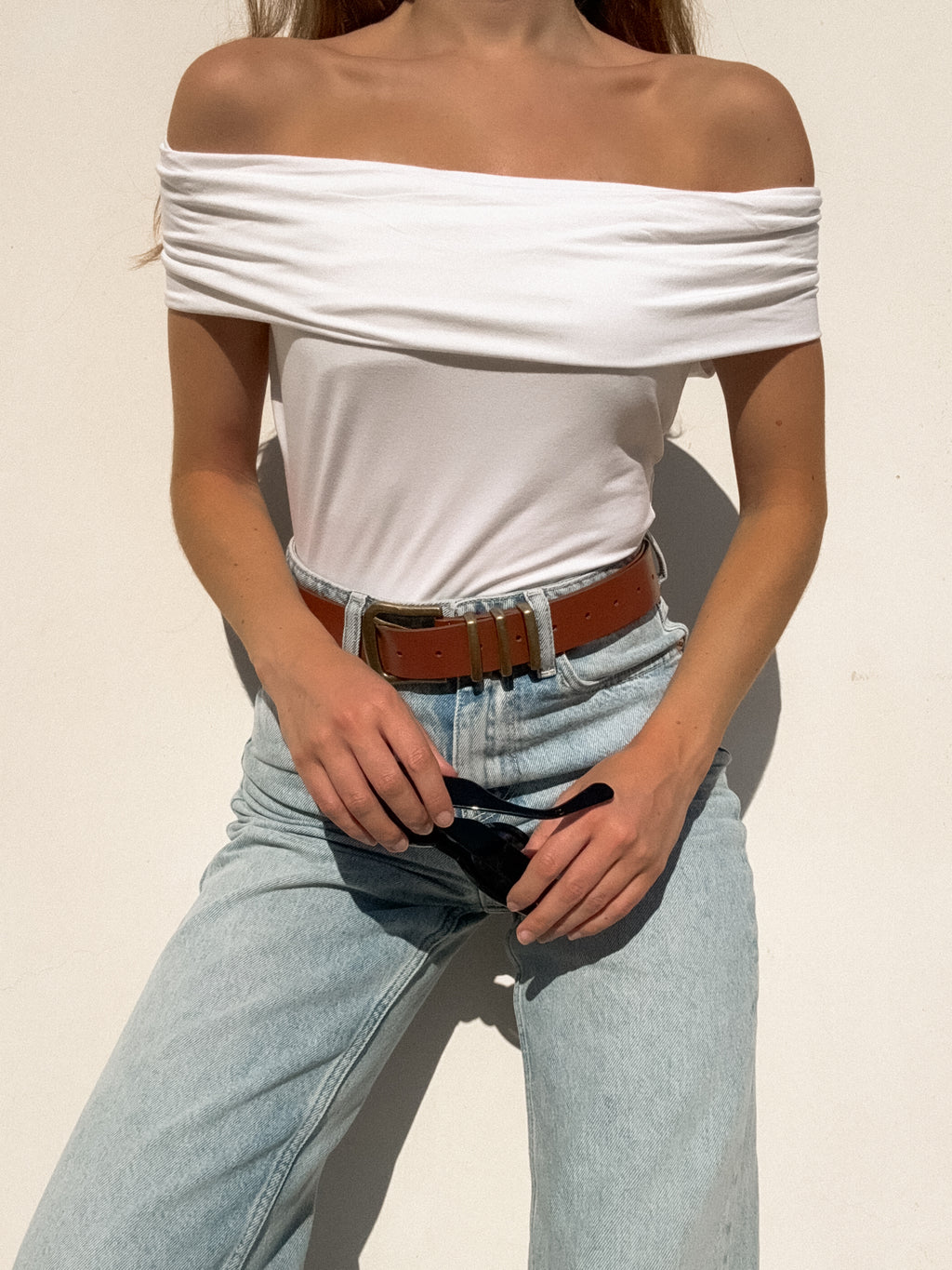 Billie Cold Shoulder Top in White - Stitch And Feather