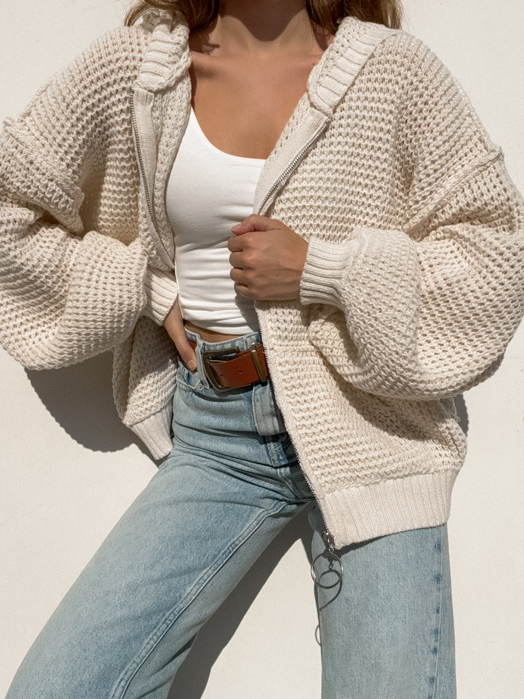 On The Go Knit Zip Up Sweater - Stitch And Feather