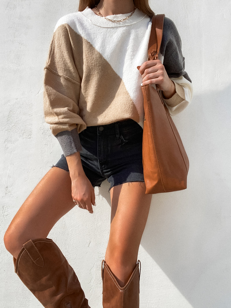 Aspen Color Block Sweater - Stitch And Feather