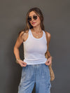 Sammie Tank in White - Stitch And Feather