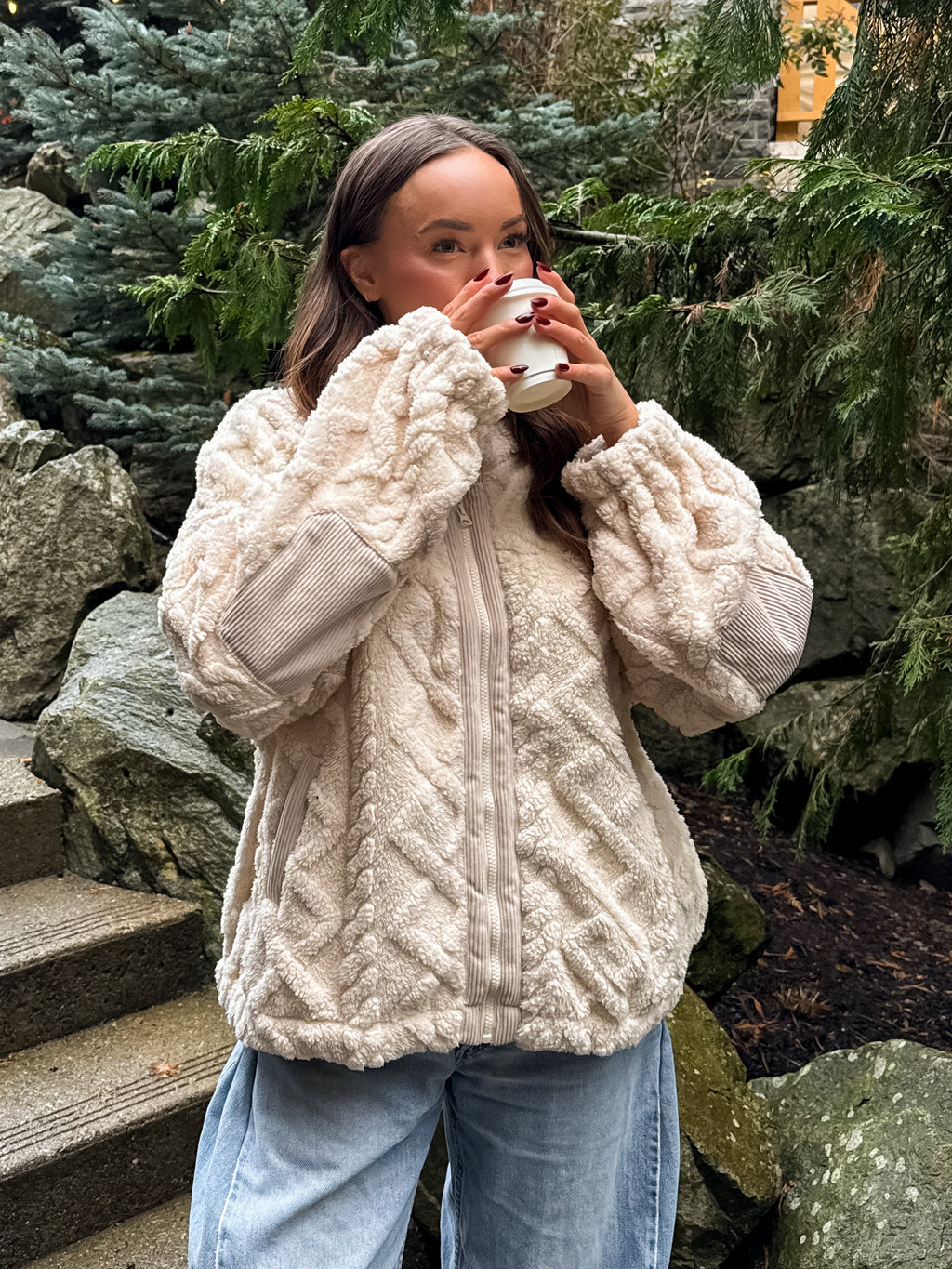 Marshmellow Cable Fleece Jacket