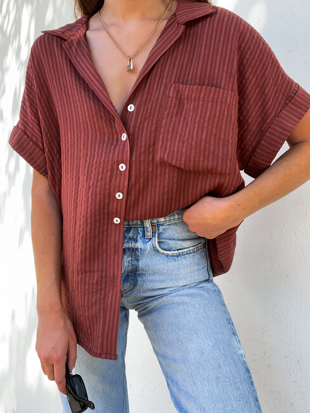 Keep It Casual Button Up in Rust