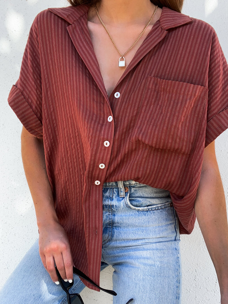 Keep It Casual Button Up in Rust