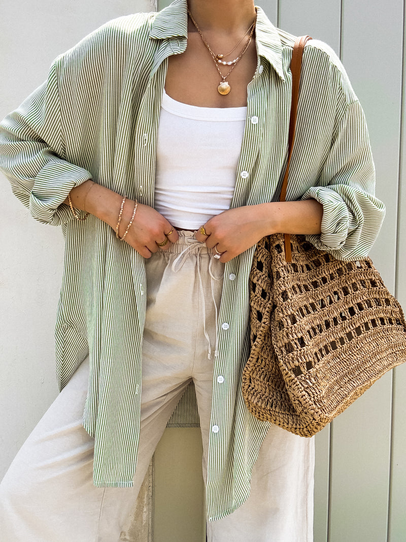 Meet You There Button Down in Green - Stitch And Feather