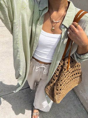 Meet You There Button Down in Green - Stitch And Feather