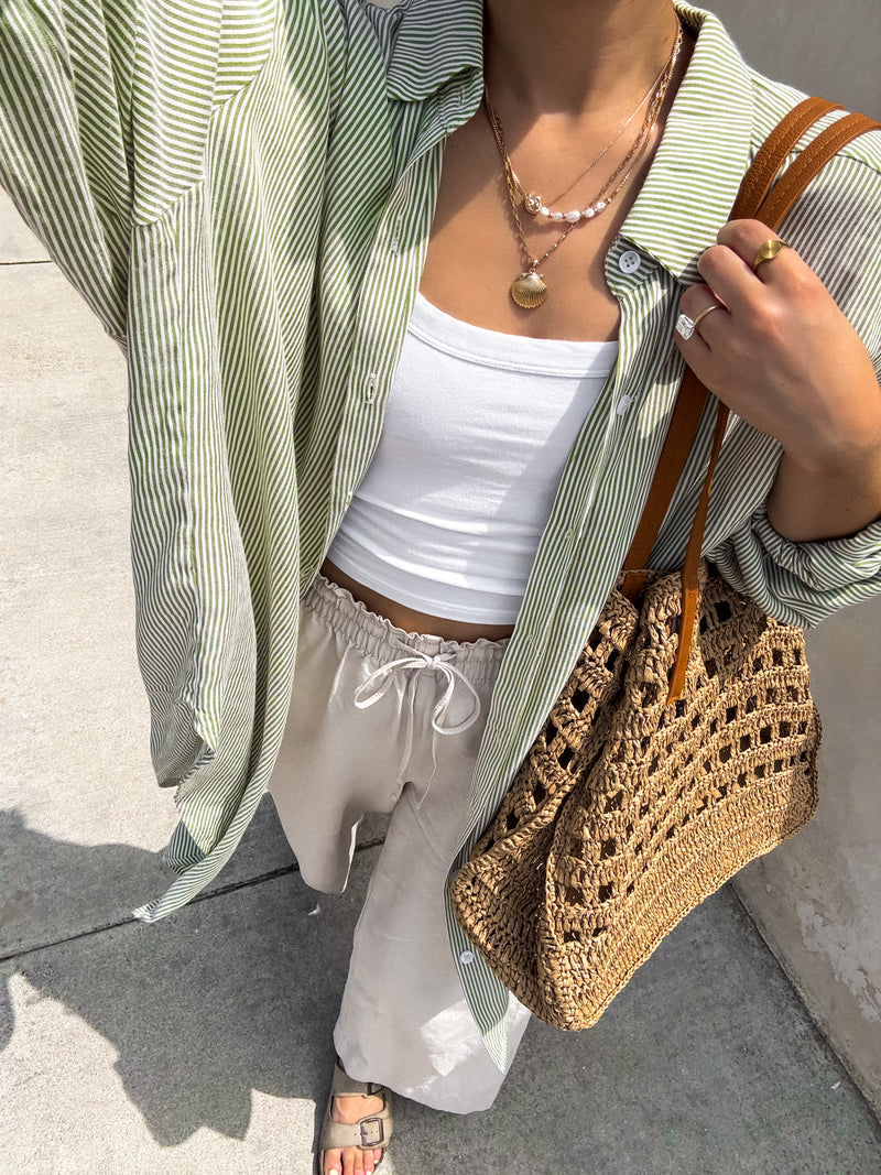 Meet You There Button Down in Green - Stitch And Feather