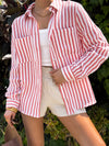 Close Call Stripe Button Down in Coral - Stitch And Feather