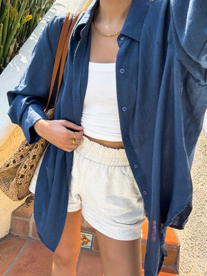 Anika Button Down in Navy - Stitch And Feather