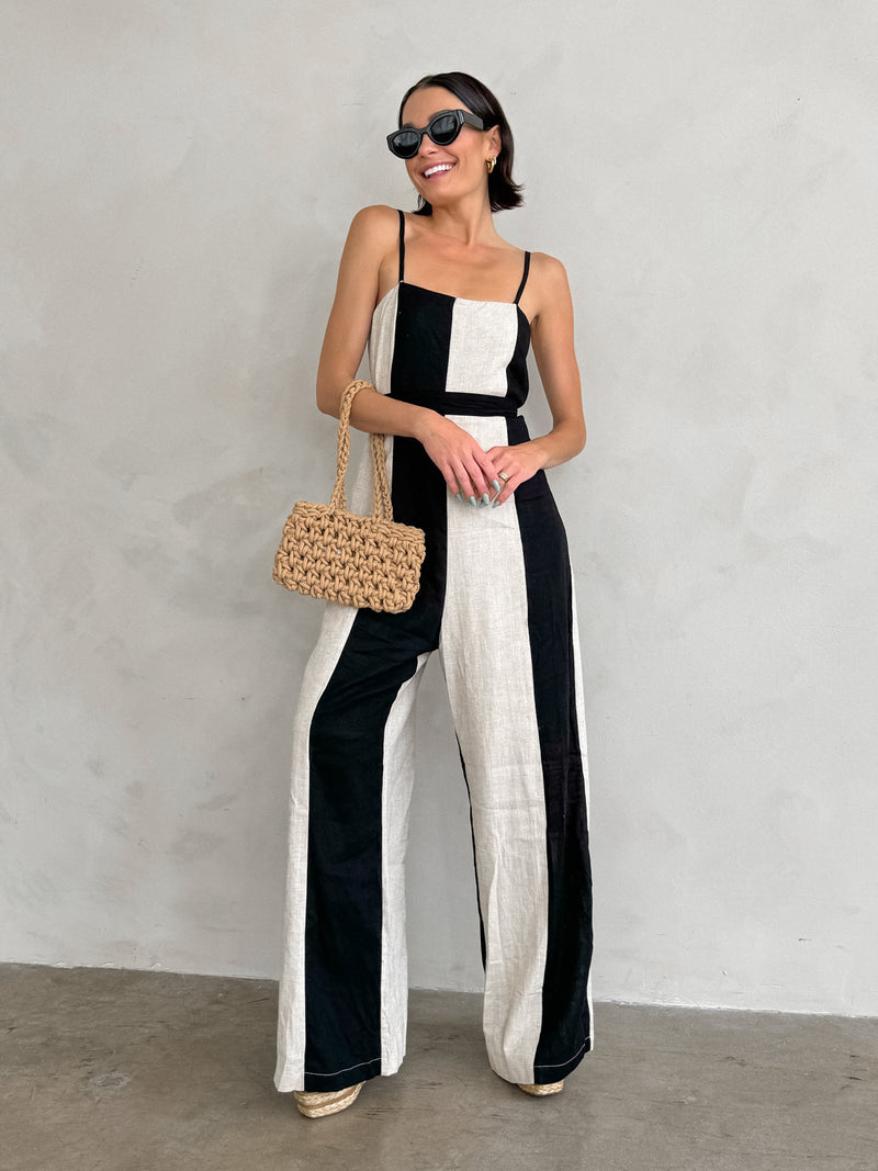 Block It Out Linen Jumpsuit - Stitch And Feather
