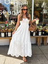 Napa Eyelet Midi Dress in White