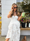 Napa Eyelet Midi Dress in White