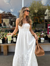 Napa Eyelet Midi Dress in White