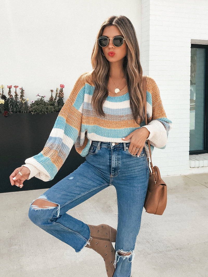 Sundrenched Stripe Sweater - Stitch And Feather