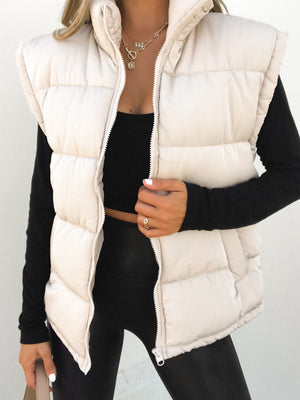 Belong Together Puffer Vest in Ecru - Stitch And Feather