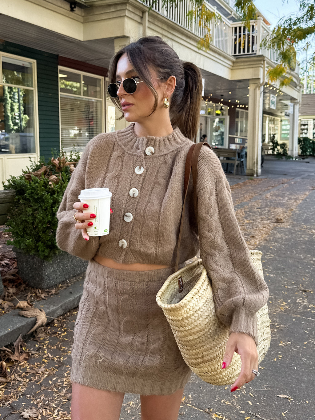 Arlo Cable Knit Sweater in Latte