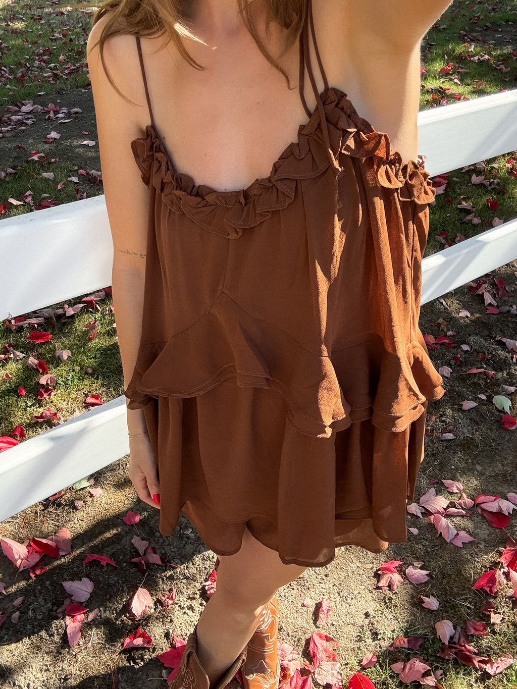 Bruna Espresso Ruffle Romper