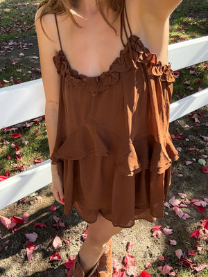 Bruna Espresso Ruffle Romper