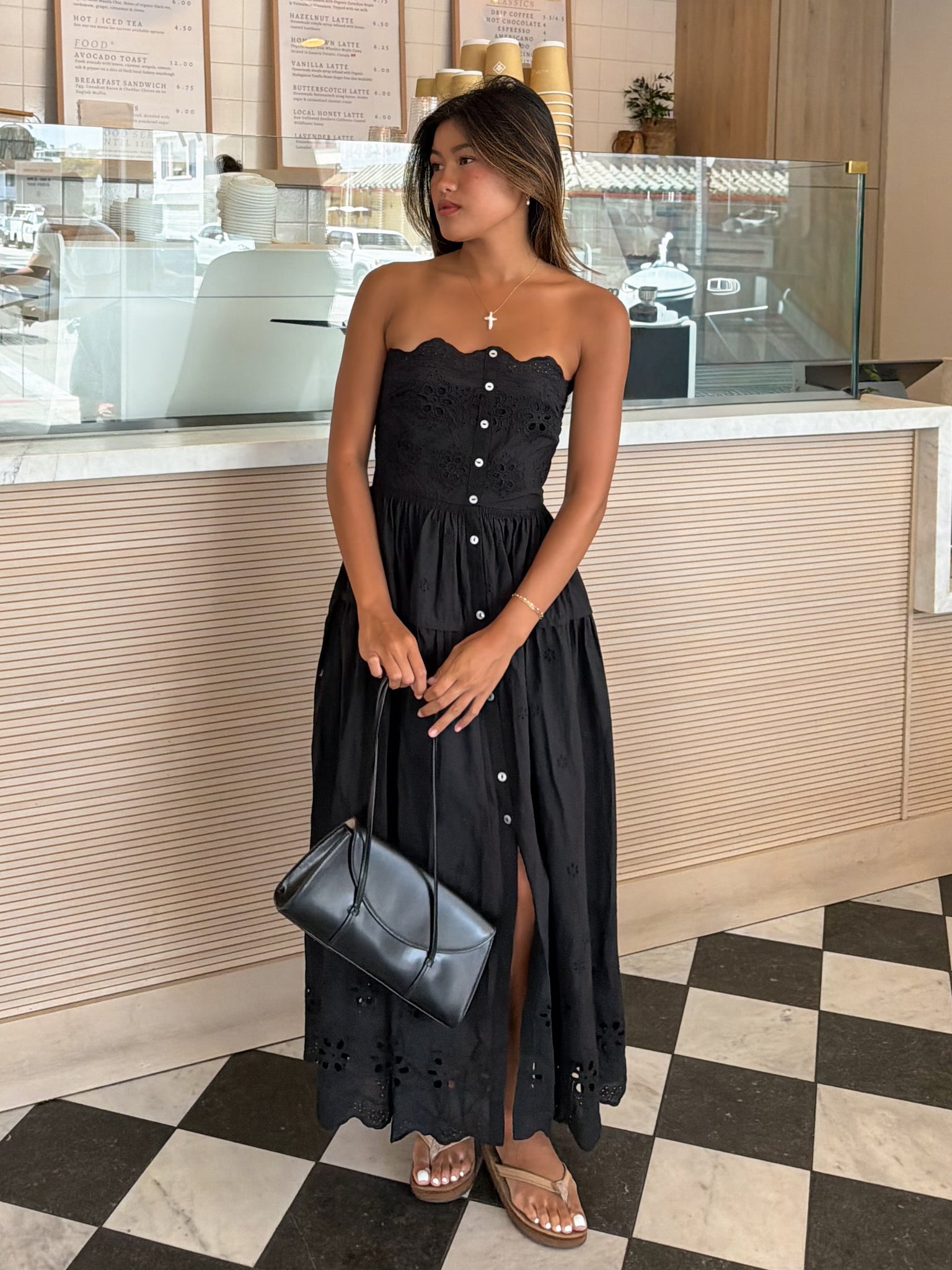 black strapless dress midi Lilly Cotton in By DISSH and flattering Quince Women's Strapless Midi Dress,