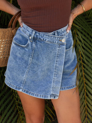 Intertwined Denim Skort