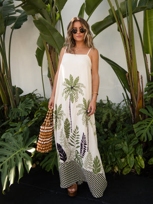 Palms Linen Maxi Dress