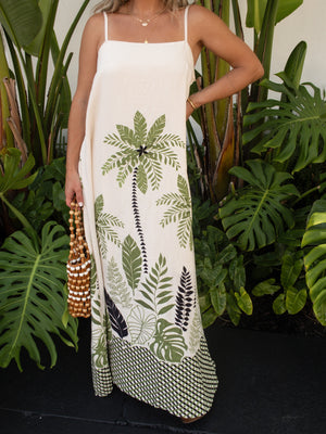 Palms Linen Maxi Dress