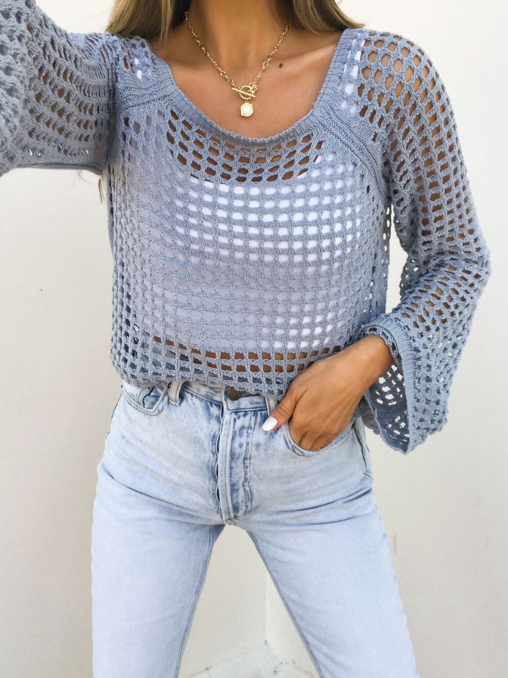 Twin Flame Crochet Top in Blue - Stitch And Feather