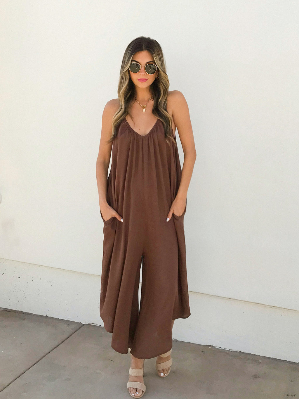 Solana Jumpsuit in Brown - Stitch And Feather