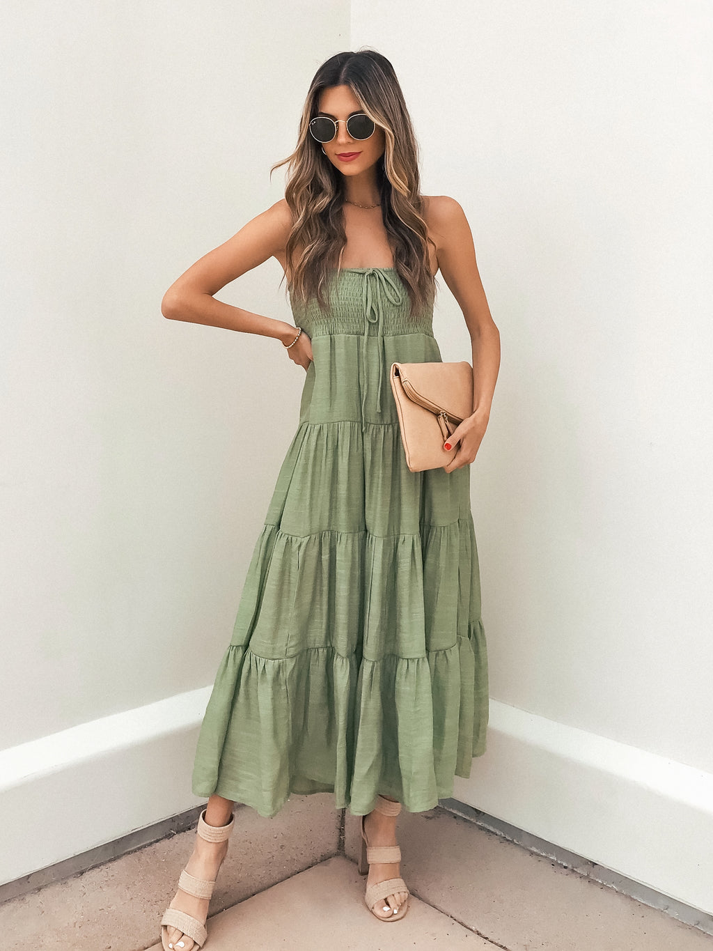 Jolene Maxi Skirt in Olive - Stitch And Feather