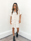 Linen Love Mini Dress in Cream - Stitch And Feather