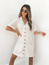 Linen Love Mini Dress in Cream - Stitch And Feather