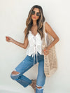 Paros Tie Top in White - Stitch And Feather