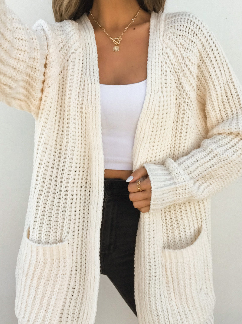 Aura Cardigan in Ivory - Stitch And Feather