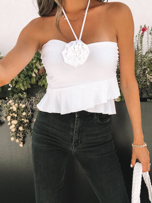 Ariella Ruffle Halter Top - Stitch And Feather
