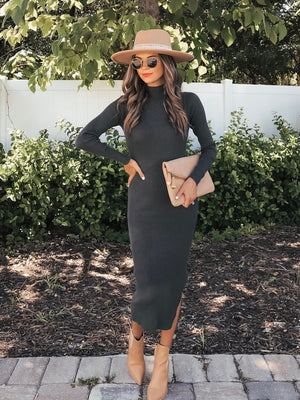 Hunter Ribbed Midi Dress - Stitch And Feather