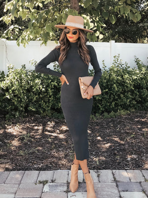 Hunter Ribbed Midi Dress - Stitch And Feather