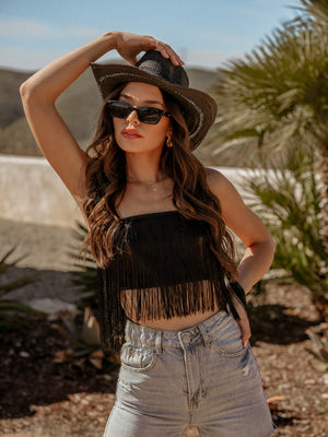 Shimmy Shimmy Fringe Crop Top - Stitch And Feather