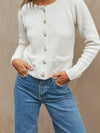 Monroe Button Knit Sweater in Ivory - Stitch And Feather