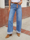 Lost Time Cuffed Palazzo Jeans - Stitch And Feather