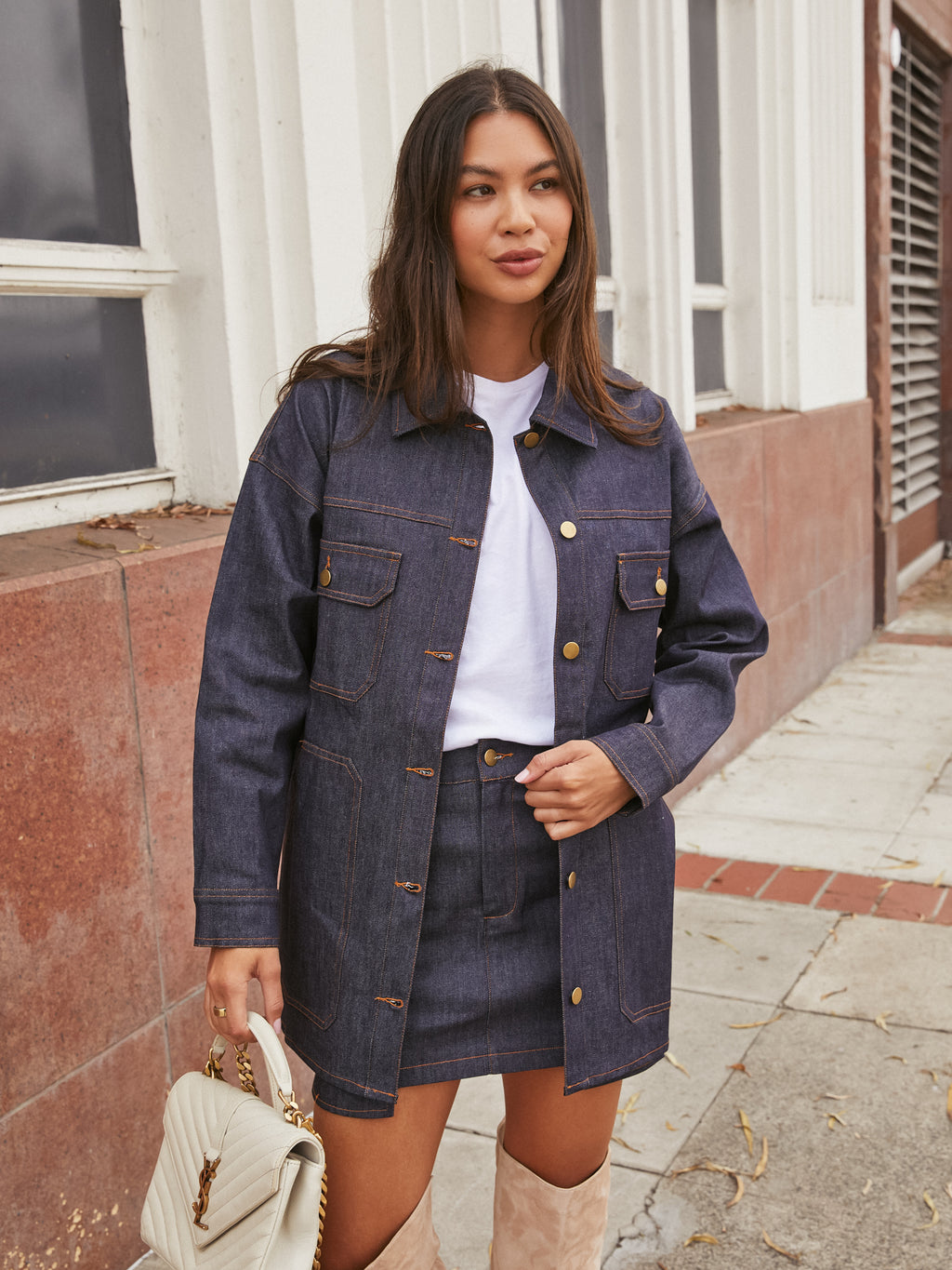 Get Going Denim Set in Indigo - Stitch And Feather