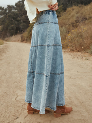 Meadows Denim Maxi Skirt - Stitch And Feather