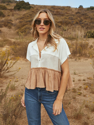 Grasslands Tiered Button Up Top - Stitch And Feather