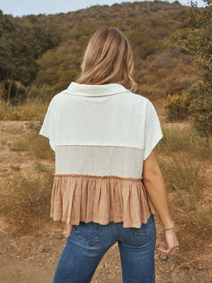 Grasslands Tiered Button Up Top - Stitch And Feather