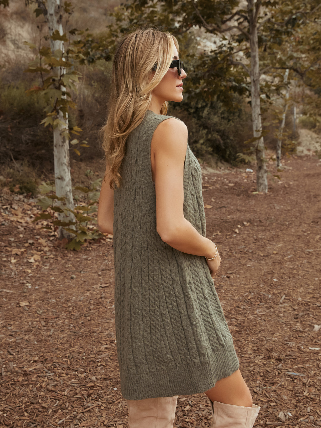 Cari Knit Sweater Dress in Olive - Stitch And Feather