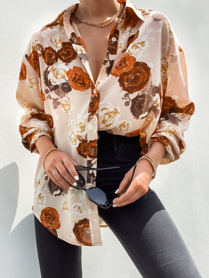 Amber Dreams Floral Button Up - Stitch And Feather