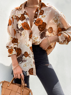 Amber Dreams Floral Button Up - Stitch And Feather
