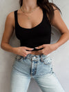 Acacia Ribbed Crop Tank in Black - Stitch And Feather
