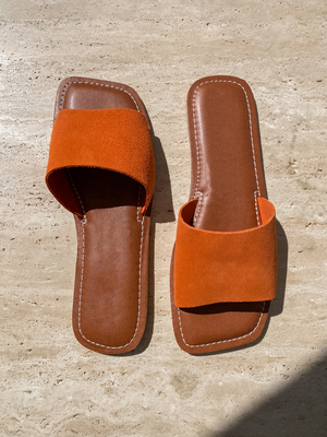 Bali Slides in Orange - Stitch And Feather