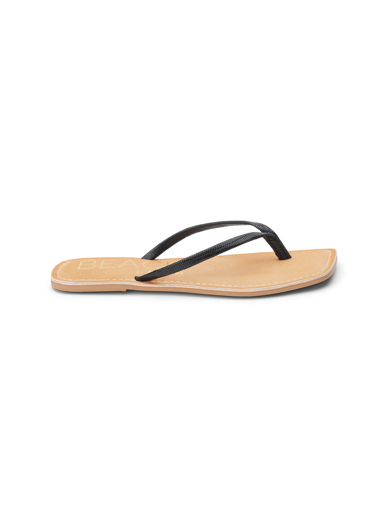 Bungalow Sandal in Black Lizard - Stitch And Feather