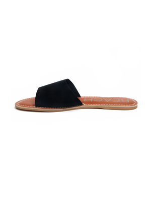 Cabana Slides in Black Suede - Stitch And Feather