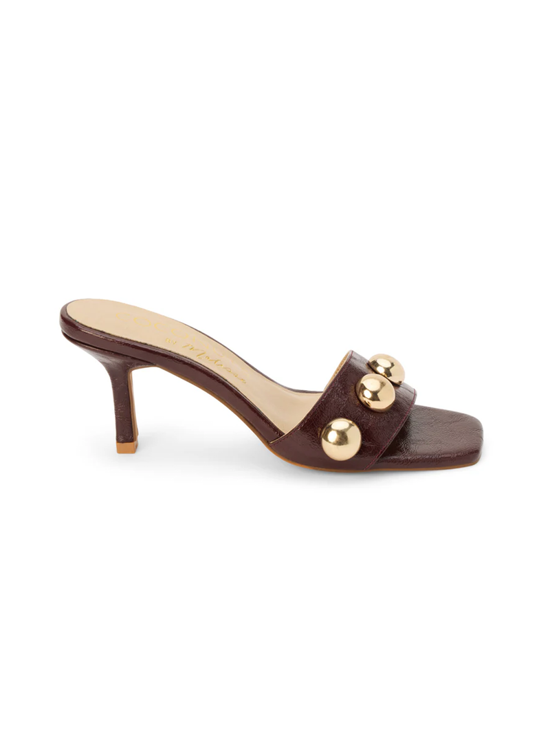Theo Heeled Sandal in Burgundy - Stitch And Feather